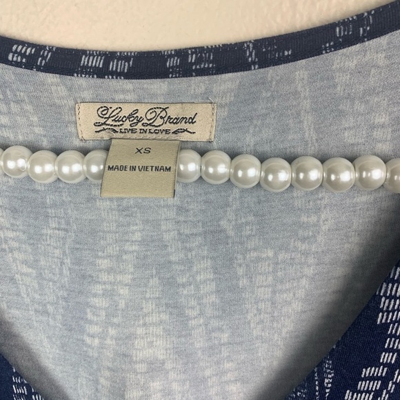 Lucky Brand Ikat Tribal Pattern Dress Boho Southwestern Blue Short Western - Picture 3 of 4